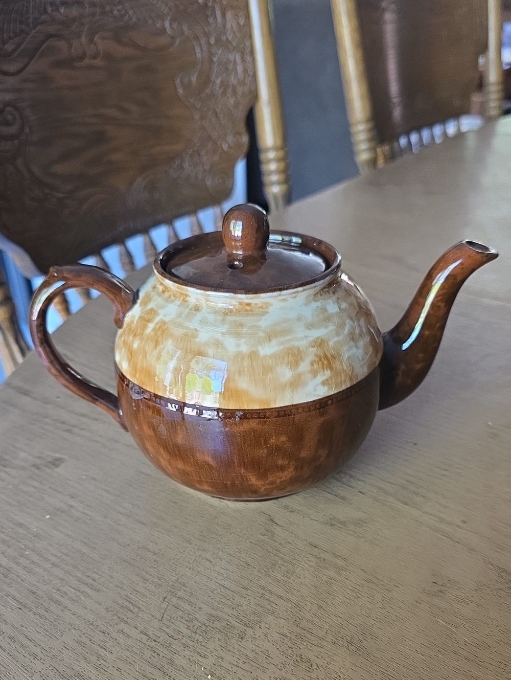 Brown Glazed Ceramic Teapot